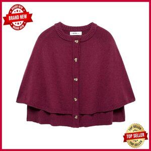 Large Cape Cardigan Button Up Cropped Polyester Corporate Casual Sweater
